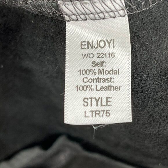 Michael Stars Modal Leather Drapey Open Front Blouse Grey Black Soft Women Med - Picture 7 of 8